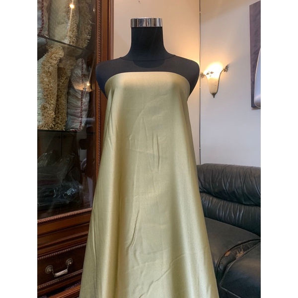 Bahan Kain Satin Silk Maxmara Lux Mewah Original 100% Puring Kebaya Dress Bridesmaid Warna Hijau Green Olive