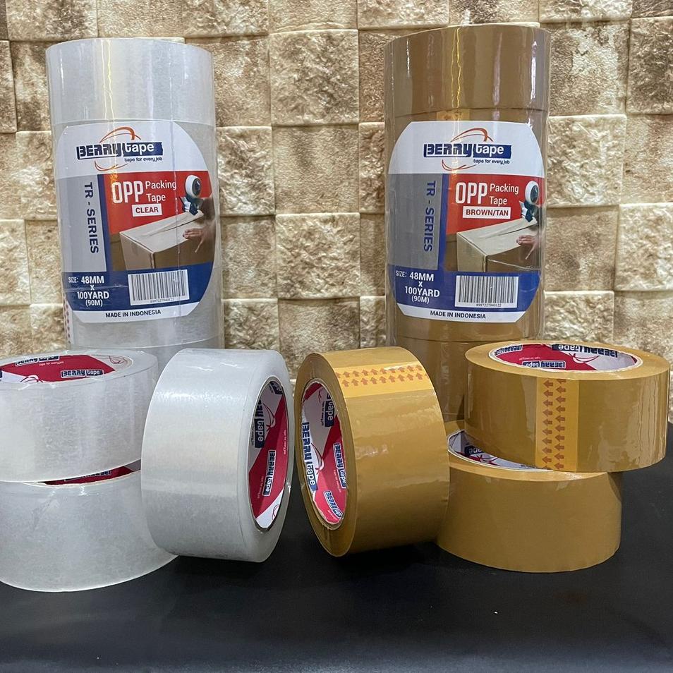 

ほ Lakban OPP Berry Coklat - Bening 2" Inch 48 mm x 100 Yard ❆