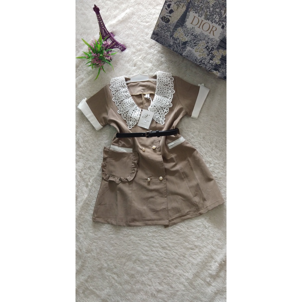 Dress/Tunik Semi Blazer Kerah Renda Korea Anak Perempuan