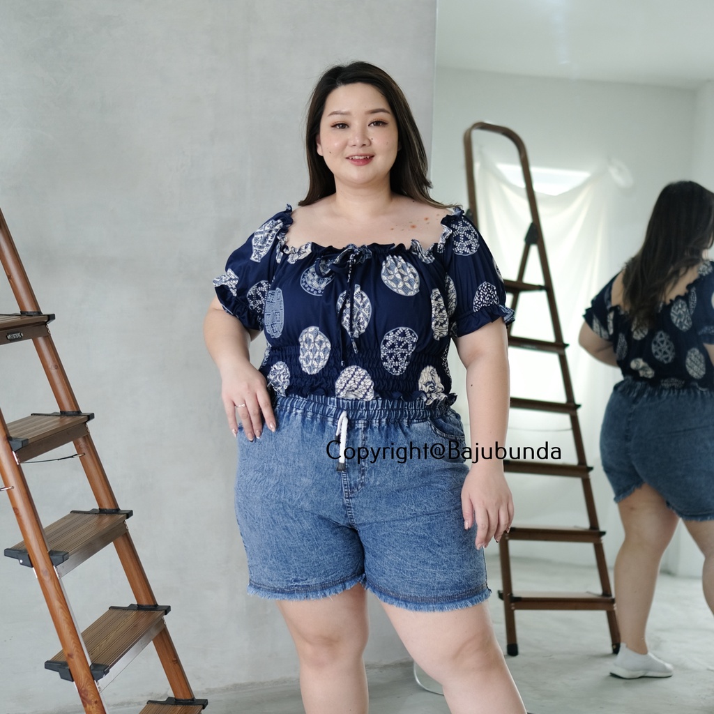 Atasan Wanita Jumbo Batik Big Size Blouse Bajubunda Venifer