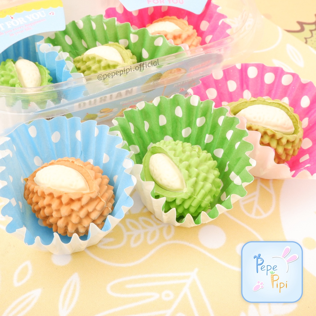 Penghapus 3D Durian Mini 1 Set Setip Stip Eraser Hapusan Duren