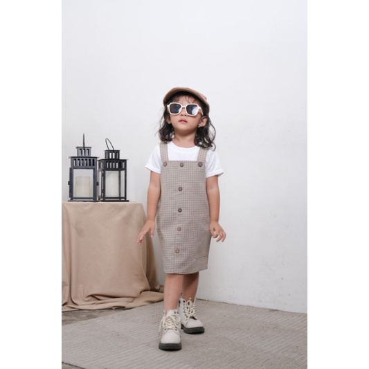 GIRL OVERALL TARTAN - Promo 10.10 Setelan Anak Jumper Bayi Kids Rok Dress Cewek Perempuan Katun Murah 1-4 Thn