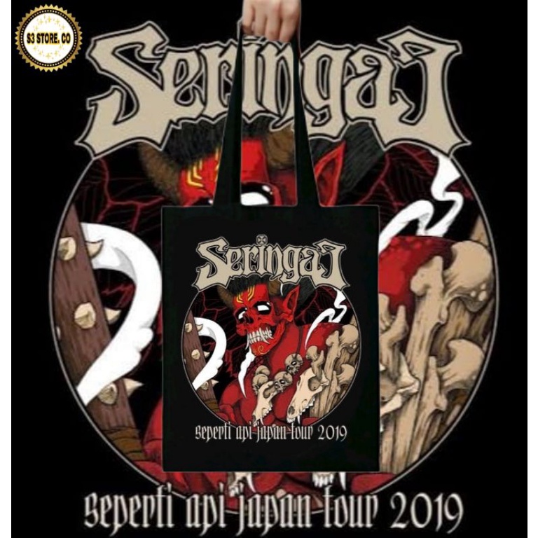 TOTE BAG BAND SERINGAI Seperti Api japan tour 2019 band metal totebag distro kanvas resleting tas ji
