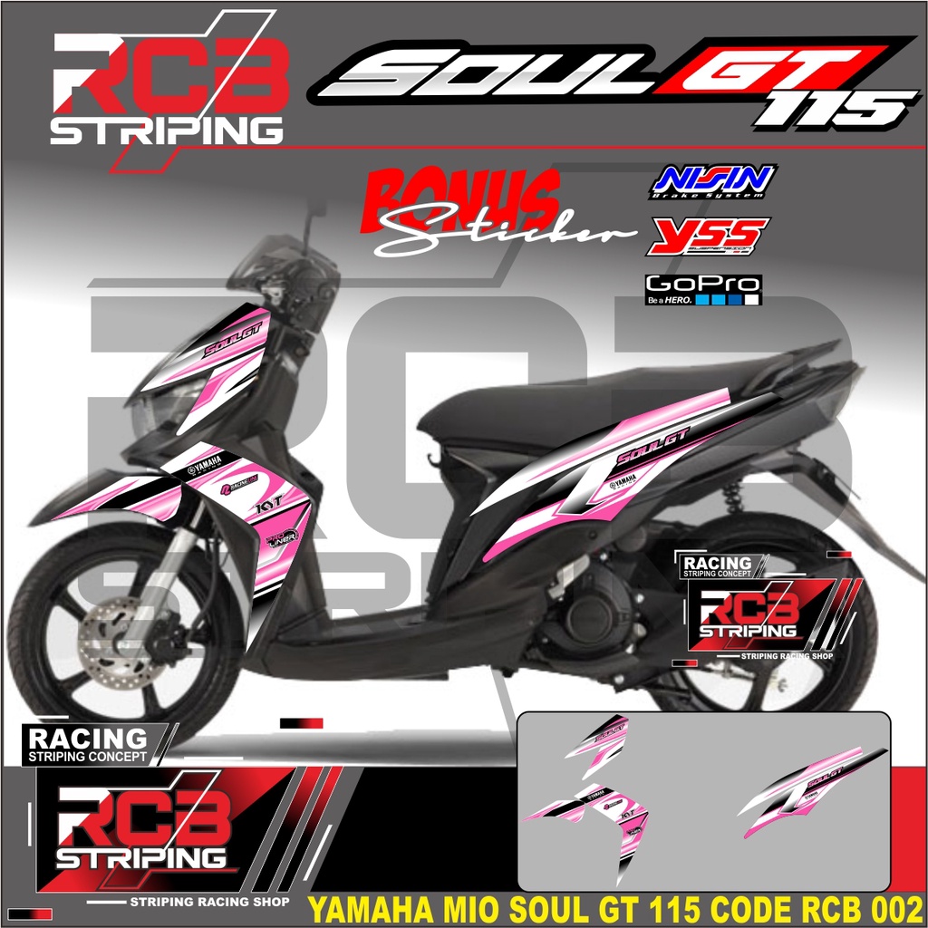 MIO STICKER STRIPING MIO SOUL GT - STICKER-MOTOR MIO SOUL GT 115 LIST VARIASI RACING . RCB 002