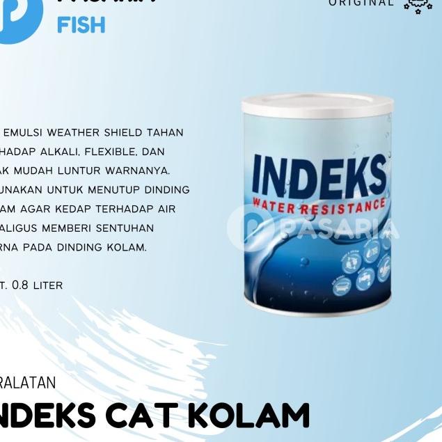 CAT KOLAM Ikan INDEKS 0,8 Liter Pelapis Anti Bocor Air Hitam/Putih - Putih
