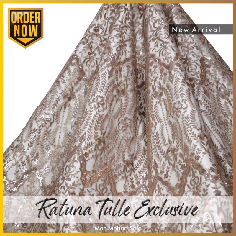 [NEW ARRIVAL] RATUNA TULLE EXCLUSIVE WITH SPANGLE TILE PYET BORDIR HIGH QUALITY PER 0.5M FOR WEDDING DRESS KEBAYA GOWN BRIDESAID BY MACMOHAN