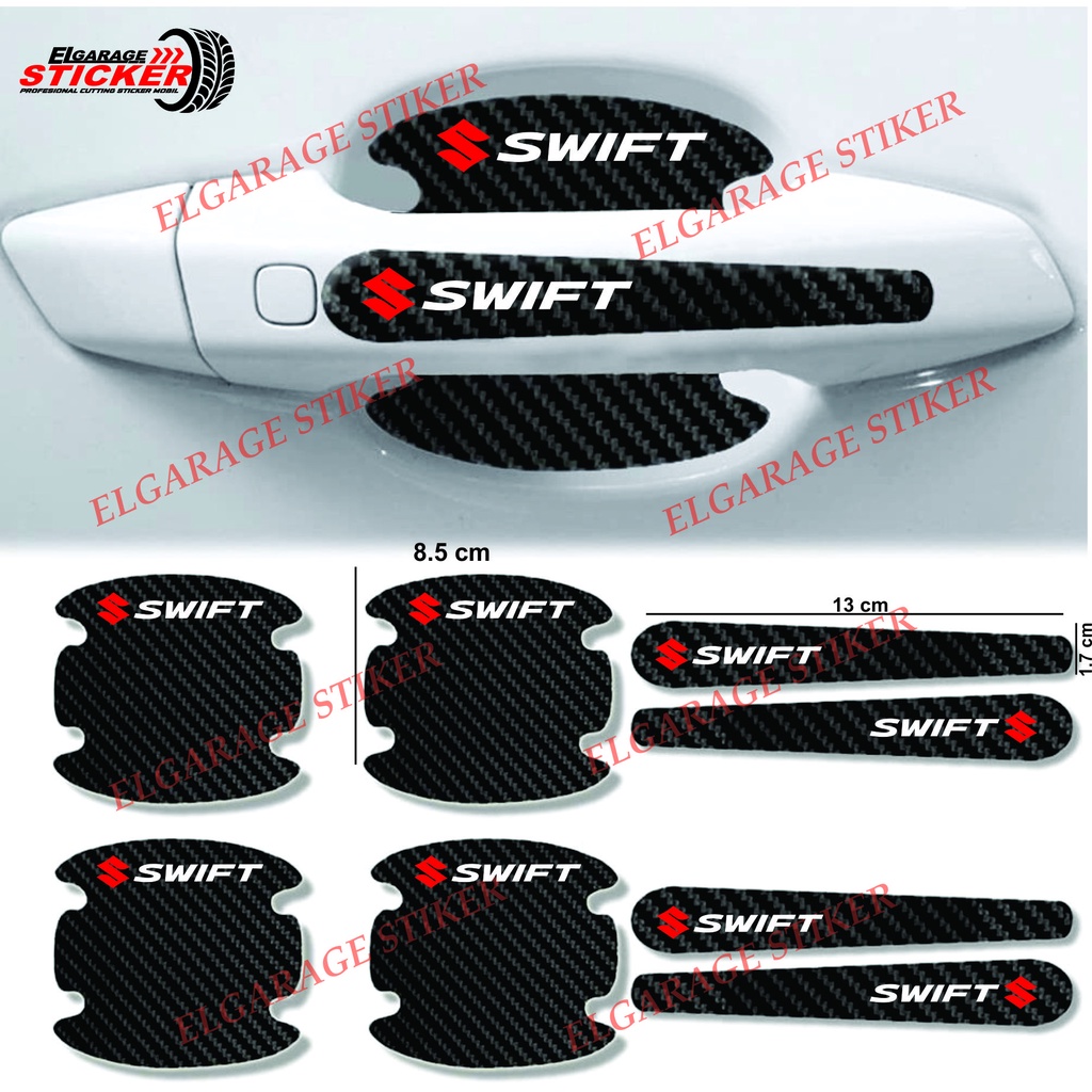8pcs stiker carbon handle pintu mobil suzuki swift stiker pelindung gagang pintu mobil dari goresan