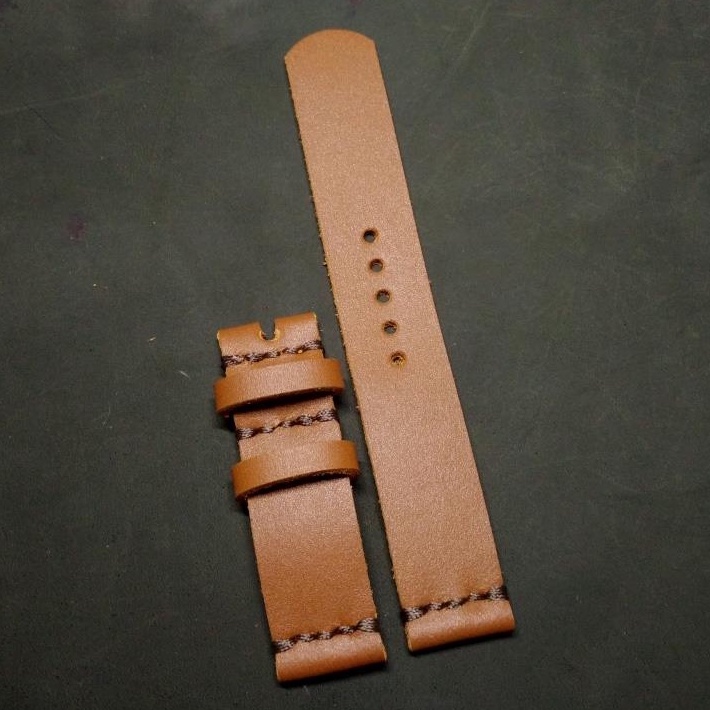 strap jam kulit asli coklat muda 20mm