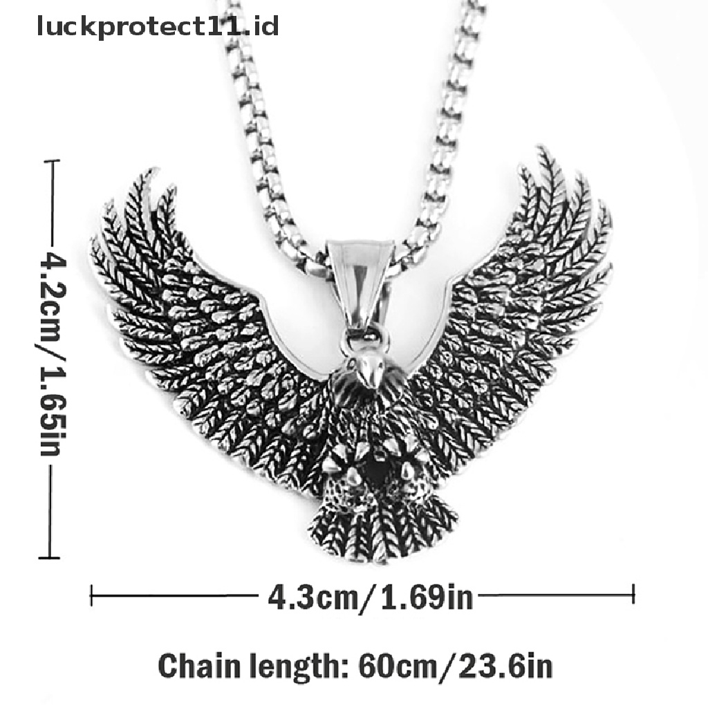 Kalung Liontin Elang Terbang Bahan Stainless Steel Gaya Vintage Untuk Pria