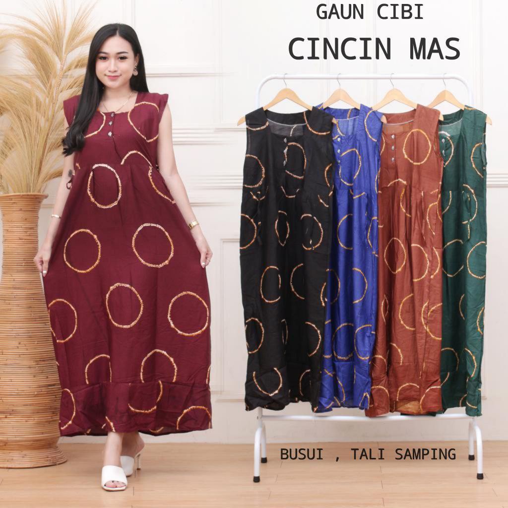 Daster cibi tanpa lengan dada kancing busui tali samping bahan rayon