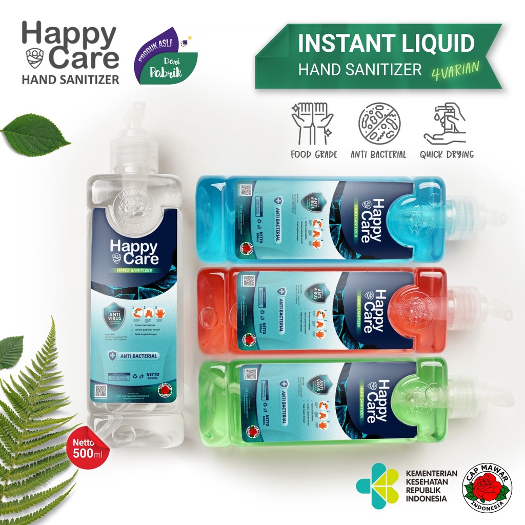 Hand Sanitizer Cair Happy Care alkohol 70% 500ml IZIN KEMENKES