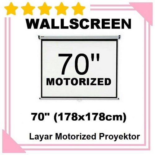 Layar Proyektor Otomatis 70 Inch Layar Dinding Gantung Remote Wallscreen Motorized Projector Screen