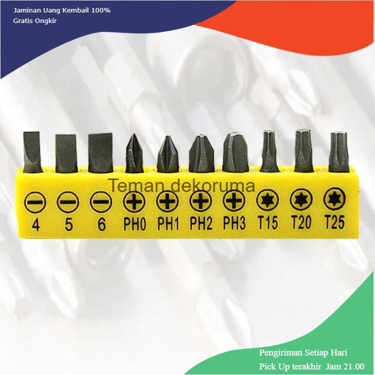 TD - PR2 ZJCOSTOL Set Kepala Mata Obeng Screwdriver Bit 10 PCS - ZC005