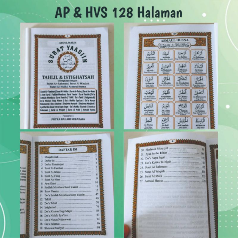 Blangko Yasin HVS 128 halaman Non Cover | yasin tanpa cover