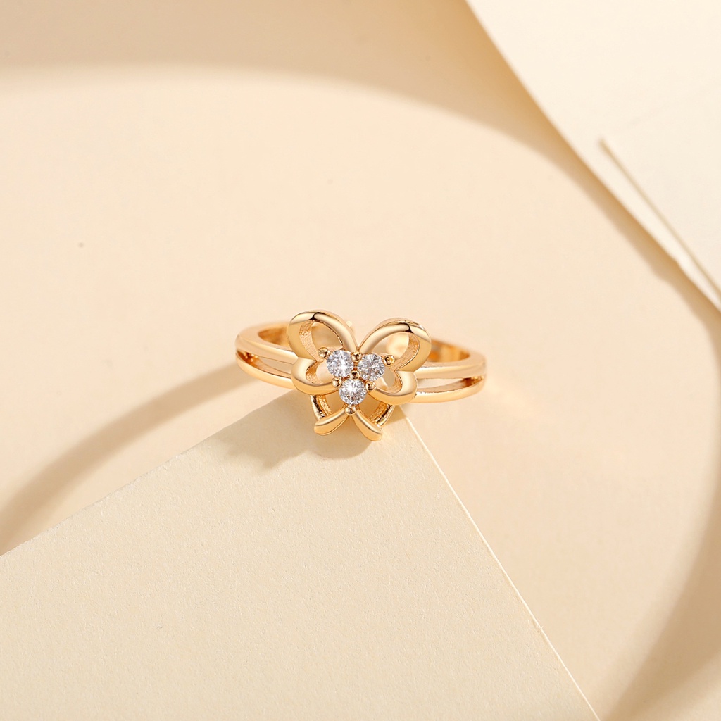 Y867 【COD】Cincin Terbuka Anak Titanium Kristal Lapis Emas Perhiasan Cocok Untuk Anak Usia 1-10 Tahun