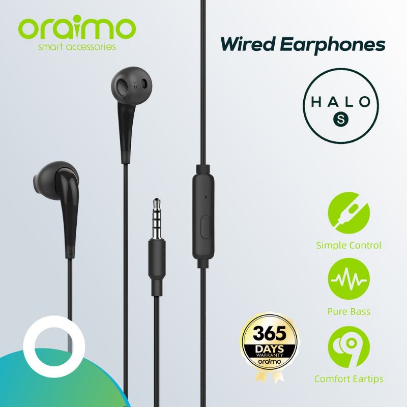 Oraimo OEP-E21N Headset In-Ear Earphone Universal 3.5mm Jack Hitam & Putih