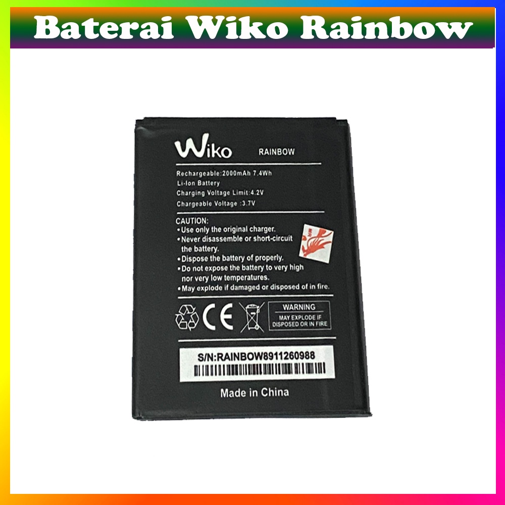 Baterai Wiko Rainbow 2000 mAh / Rainbow 4G 1700 mAh / Wiko Sunset 1500 mAh / Wiko Fizz 1800 mAh Wiko