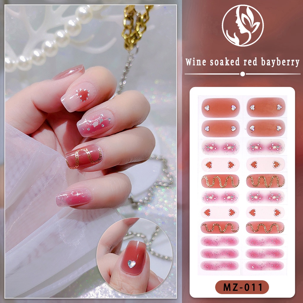 Set Stiker Kuku 3D Model Panjang Tahan Air Untuk Nail Art