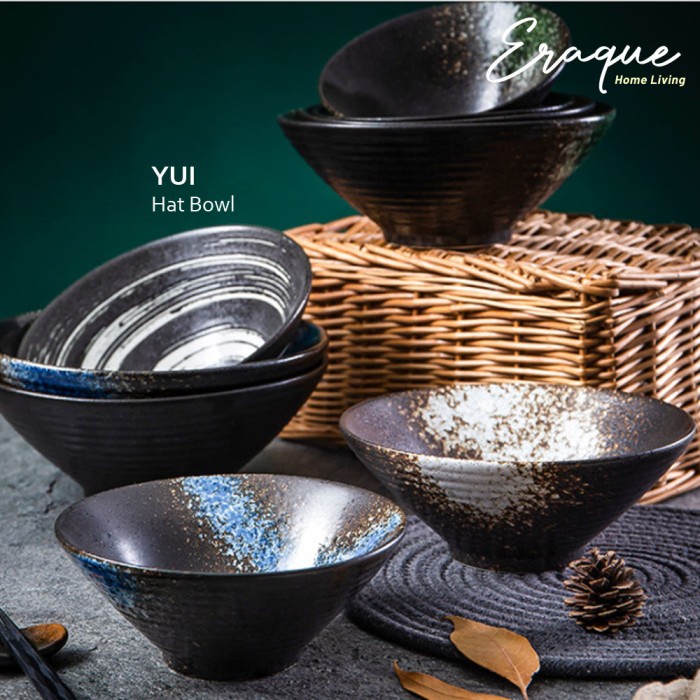 Yui Japanese Hat Bowl / Mangkok Mie Ramen Keramik Rustic Jepang Unik