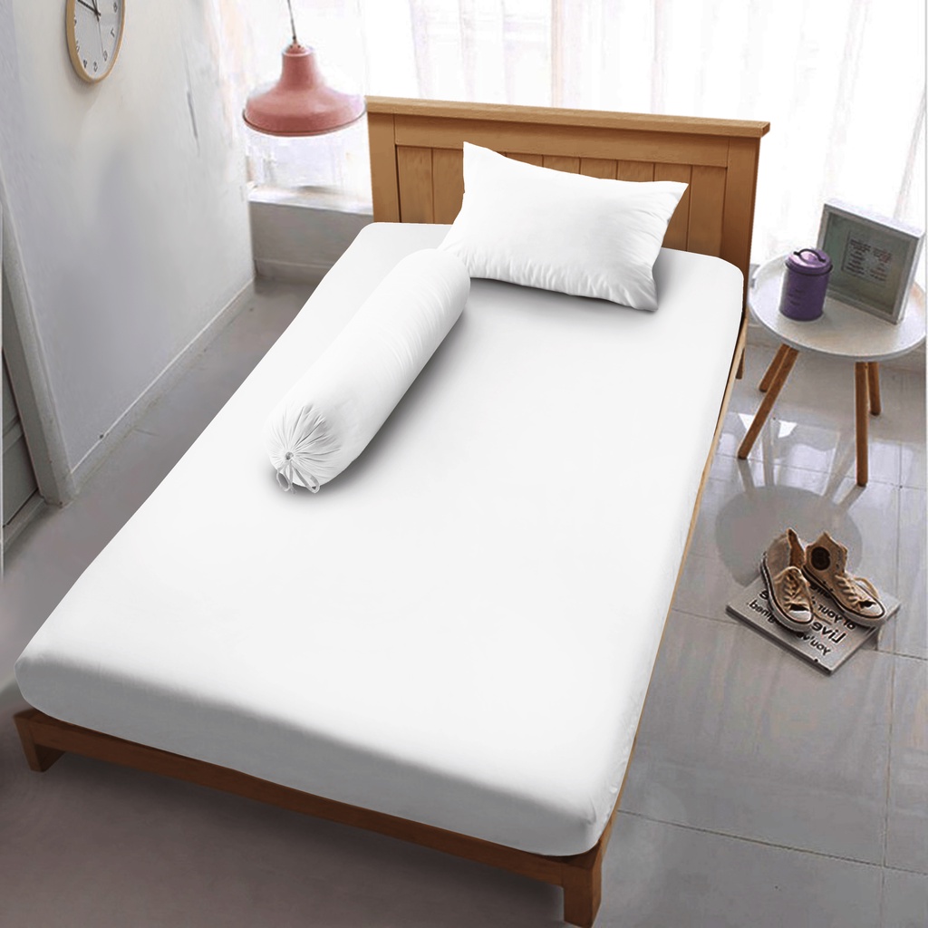 Kintakun Sprei Flat 100/120 White Warna Polos Dluxe Microtex 30 cm