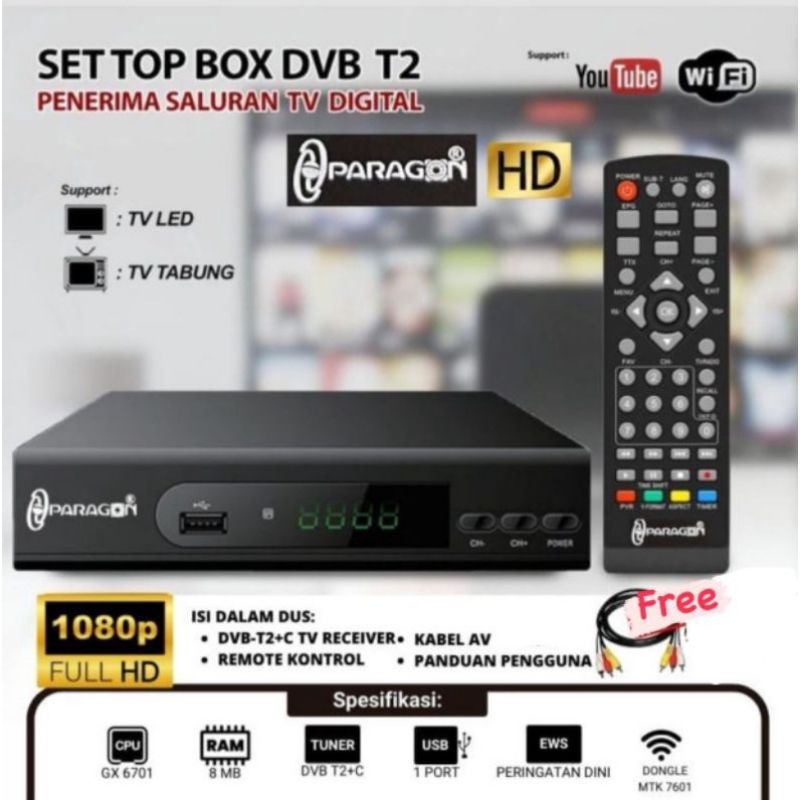 Set Top Box DVB T2 Full HD PARAGON Stb TvDigital