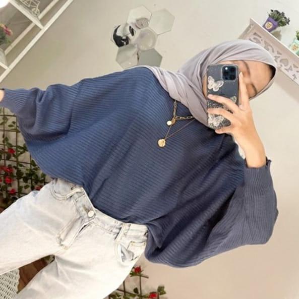 Booming Baju Rajut Wanita Premium Sanqist Batwing Oversize M-XXL JUMBO FASHION WANITA RAJUT KEKINIAN