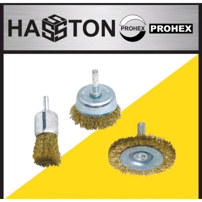 HASSTON PROHEX 3450-101 Sikat Kawat Gerinda Mini 3pcs Cup Brush Wire/ sikat bor prohex set ( isi 3pc)