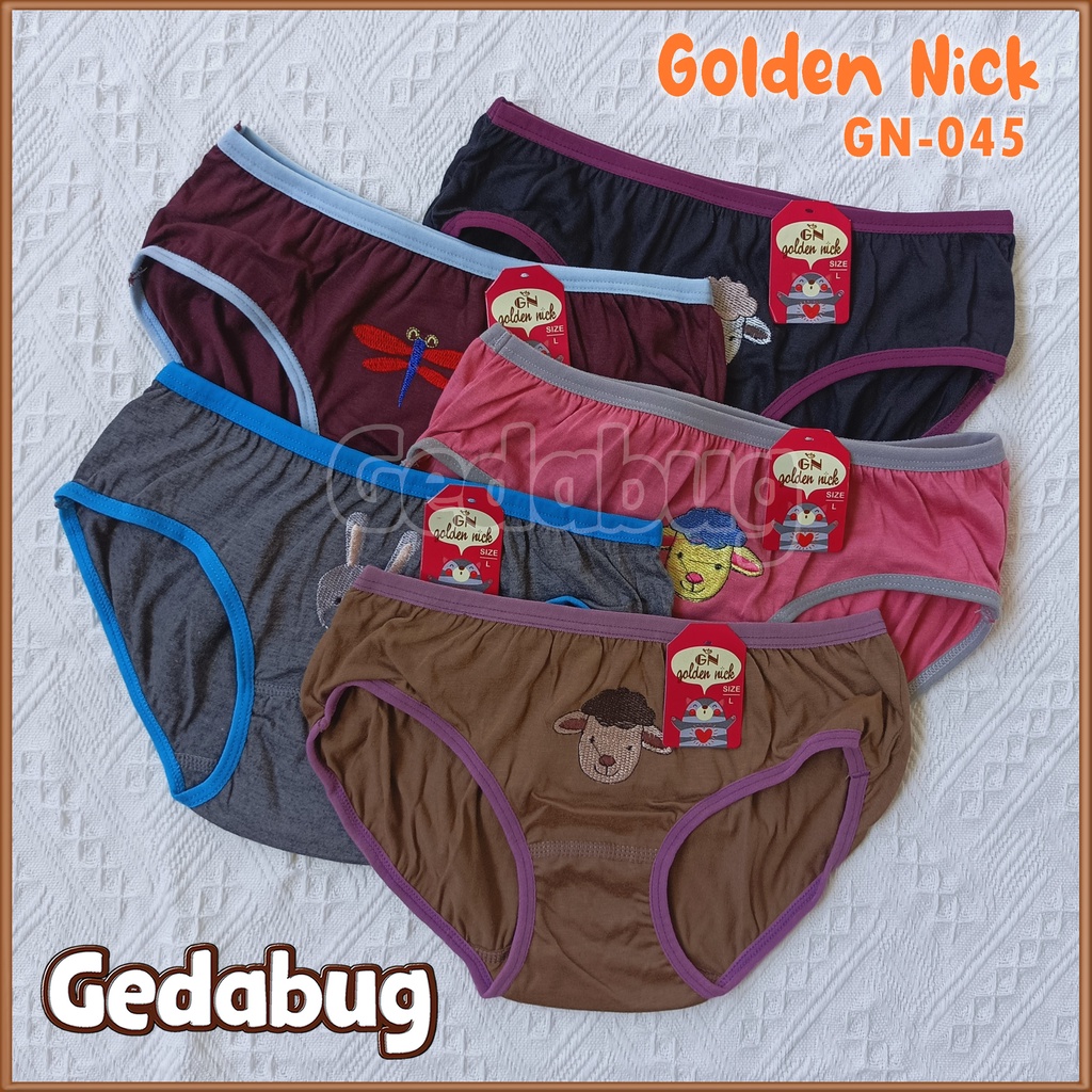 3 Pcs - Celana dalam Anak Golden Nick 045 Warna Gelap / CD Anak Perempuan Bahan kain Katun Lembut | Gedabug