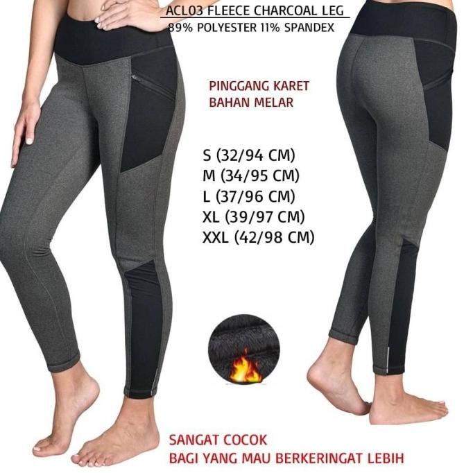 Legging Branded Wanita - ACTIVE LIFE 03 FLEECE CHARCOAL LEG