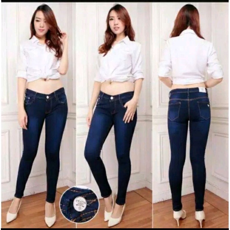Celana panjang soft  jeans wanita slimfit