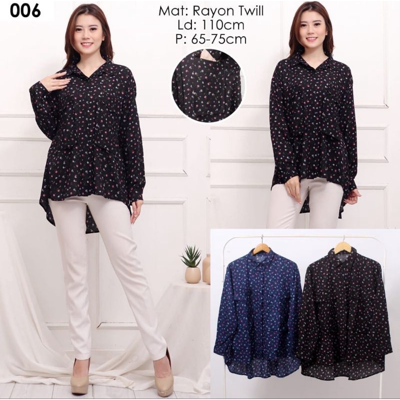 Kemeja Wanita Motif Bunga Rayon Twill