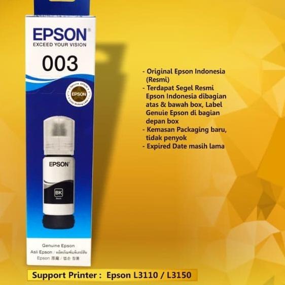 Tinta Epson 003 black Original Refill Ink Printer L3110 L3150 L 3110 - Hitam