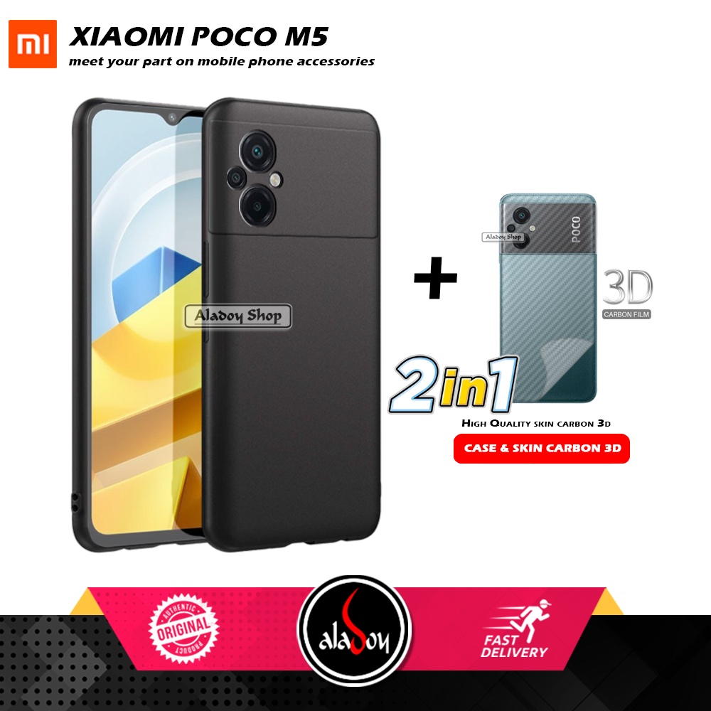 Case Xiaomi Poco M5 4G Slim Matte Case Softcase Casing + Skin Carbon 3D