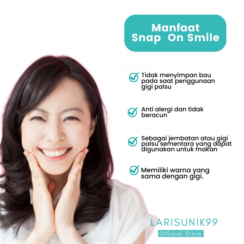 Gigi Palsu Silikon Alami Gigi Palsu Atas Bawah Instan Snap on Smile Putih Original Authentic