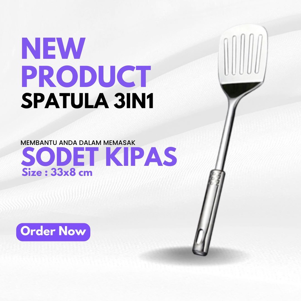 SPATULA STAINLESS STEEL 3 IN 1 ANTI KARAT / ALAT MASAK SIMPLE DAN PRAKTIS