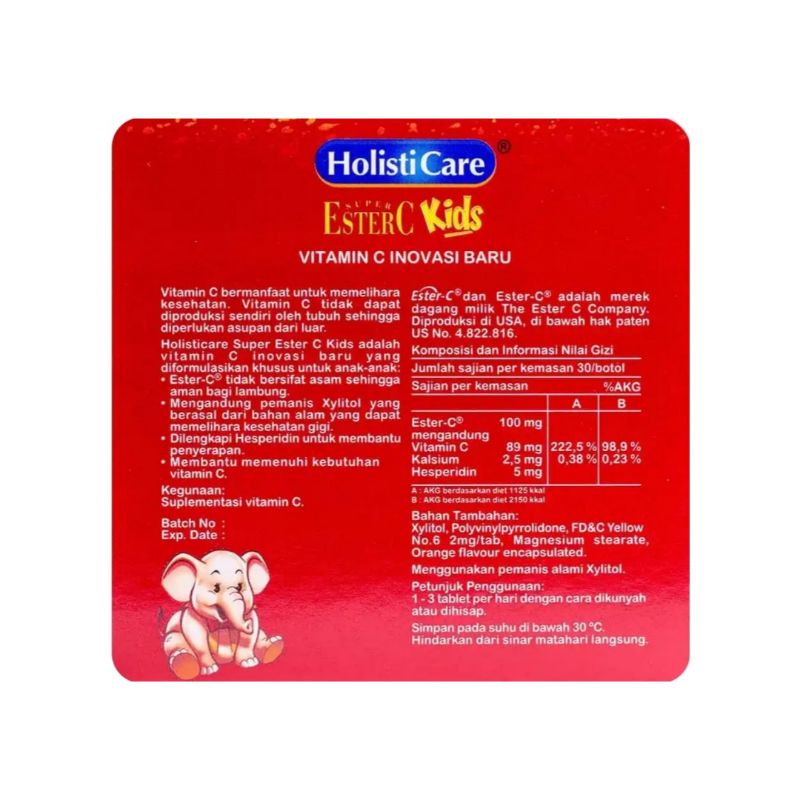 Holisticare Ester C Kids Vitamin C Botol 30 Tablet