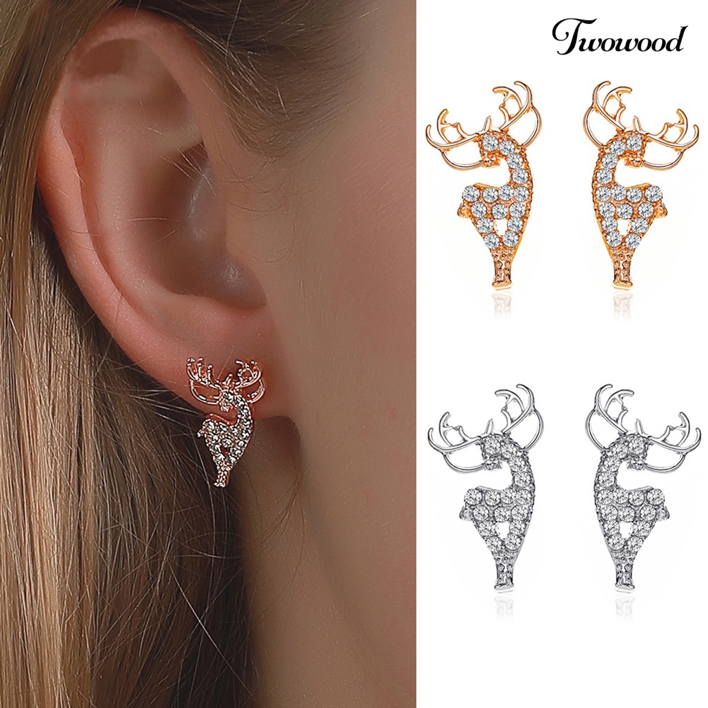 Anting Stud Bentuk Rusa Natal Untuk Wanita