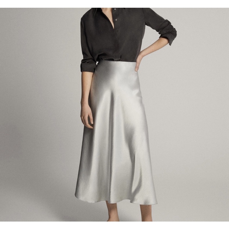 Aline Midi Skirt Satin / Rok Satin / Midi Skirt Silk / READY STOCK BANYAK SIZE