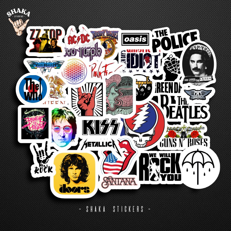 

Sticker Pack Rock Band 32 PCS Nirvana The Beatles Band 90's Logo Keren Stiker keren Stiker Laptop