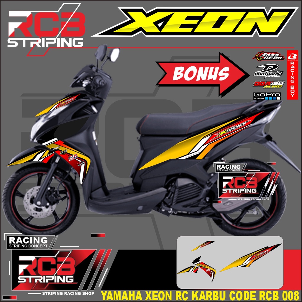 Striping Xeon Rc Karbu - Striping List Motor Yamaha Xeon Rc variasi motif Racing simpel . RCB 008