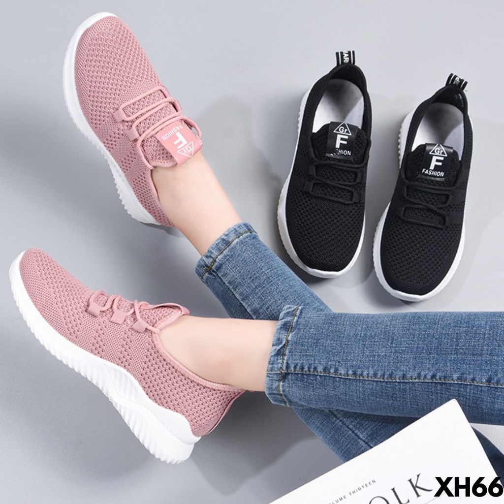 SEPATU SNEAKERS WANITA SANTAI KEKINIAN PRAKTIS EMPUK BAGUS BAHAN FLYKNIT IMPORT H66