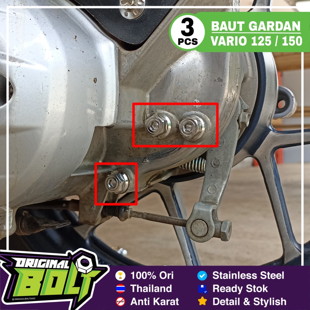 [3 Pcs] Probolt Baut Oli Gardan Krengkes Vario 125 150 Old Led New Heng Thailand Stainless King Nut