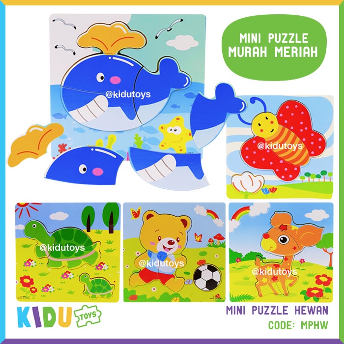 Mainan Kayu Edukasi Anak Puzzle Hewan / Mini Puzzle Hewan
