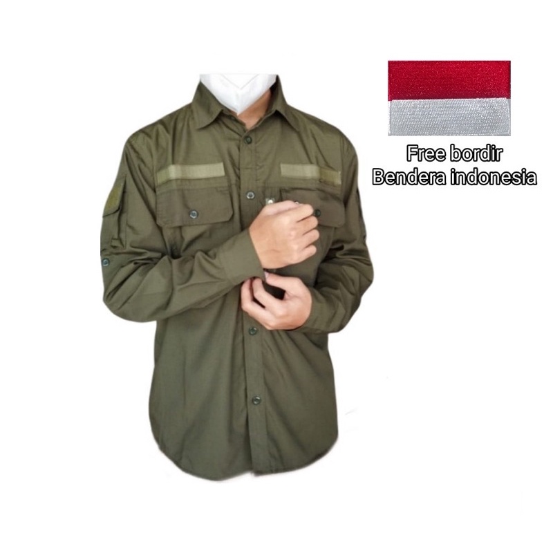 kemeja tactical hexagon panjang kemeja lapangan free bendera indonesia