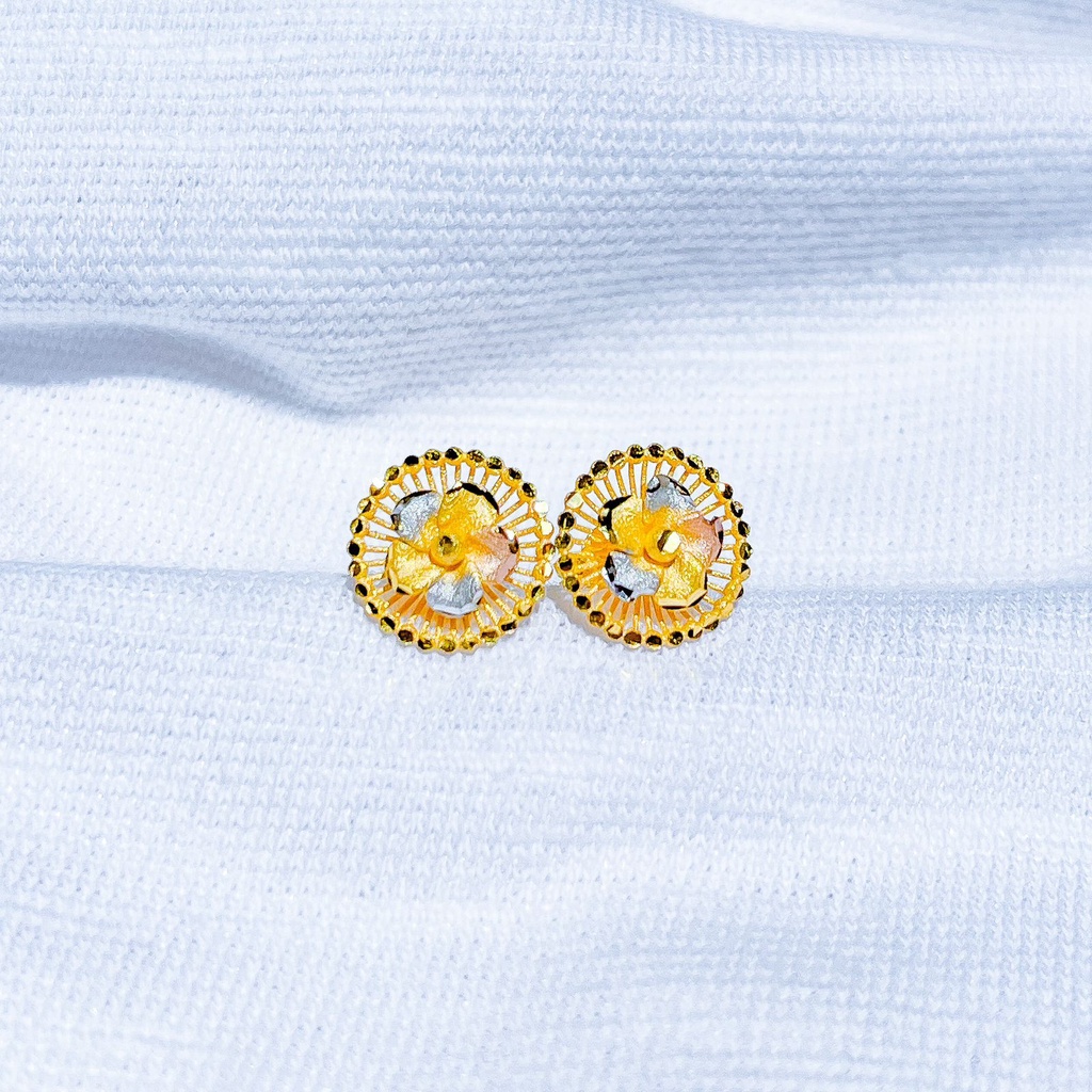 Anting paku anak dan dewasa emas asli kadar 700 70 16k hana bunga mix kombinasi 3 warna tanpa permata kilat giwang kerabu duduk tusuk cucuk stud 1 gram gold whitegold rosegold