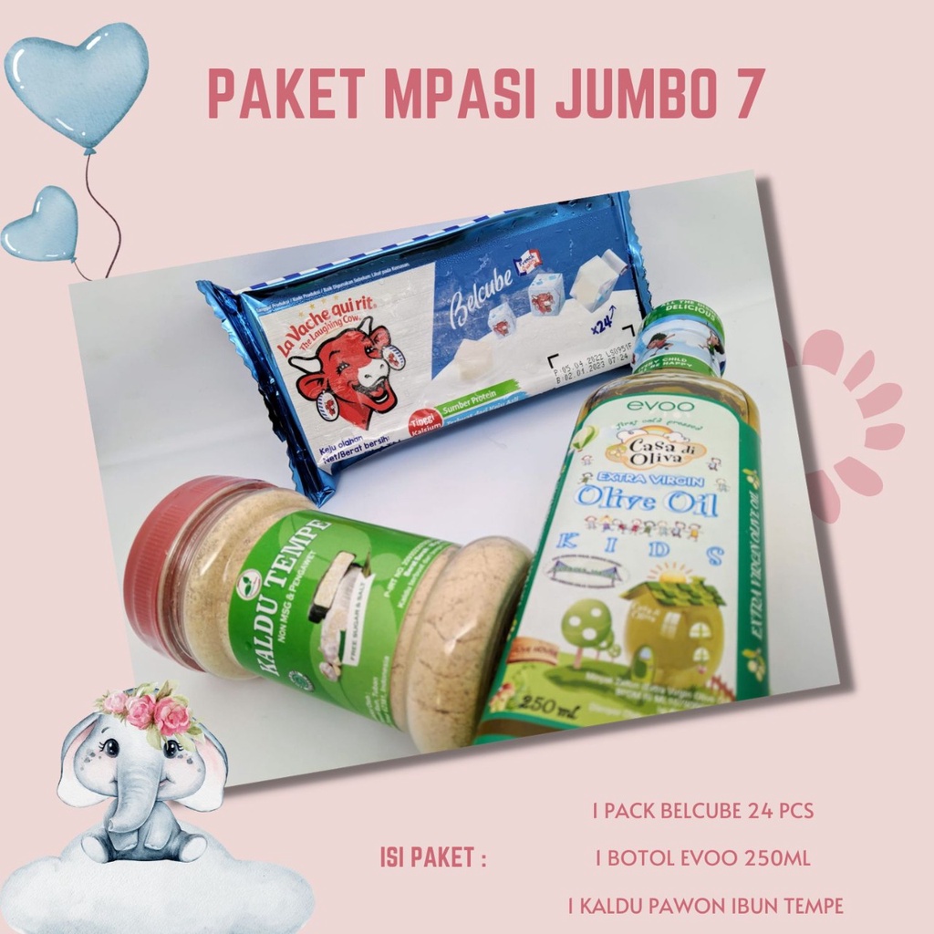 Paket Mpasi Anak Jumbo 7 ( 1 Belcube + 1 btl Evoo + 1 Kaldu Rasa Tempe )