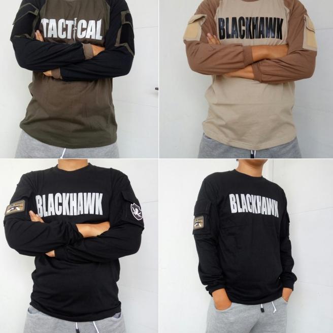 kaos tactical combat shirt - Hitam, M