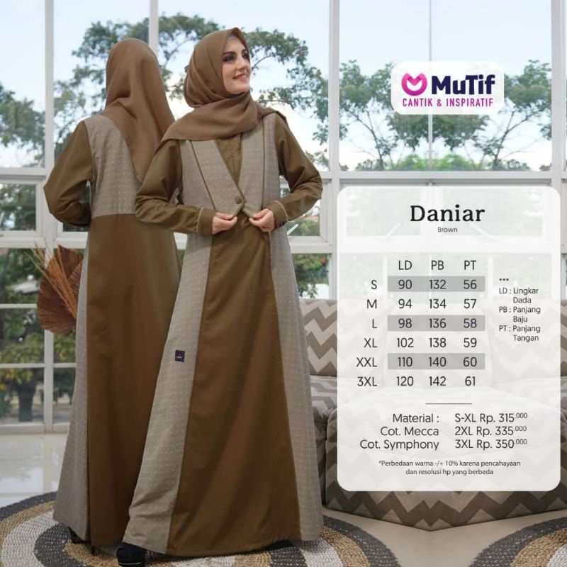 gamis mutif sarimbit 2022 daniar brown