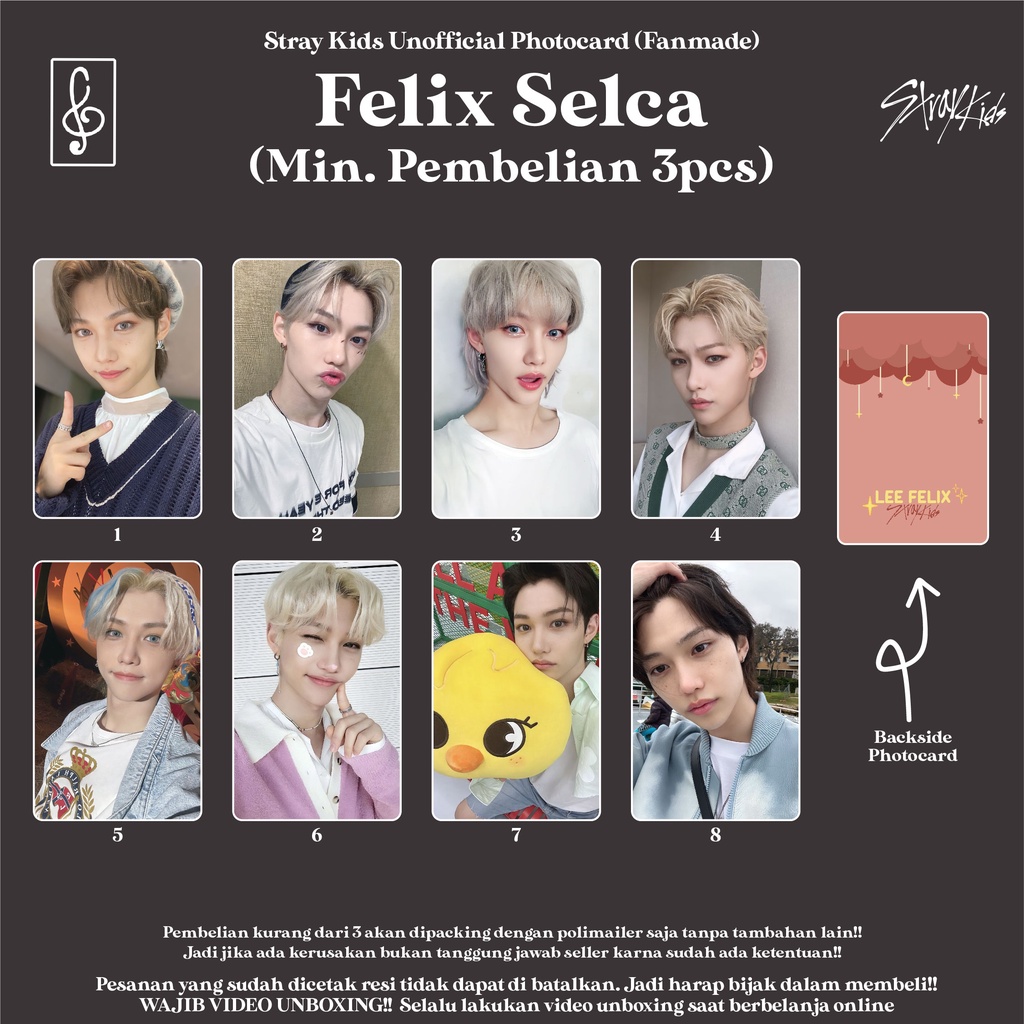 [SELCA SKZ FELIX] PHOTOCARD STRAYKIDS SELCA BOYFRIEND MATERIAL DECO FANMADE