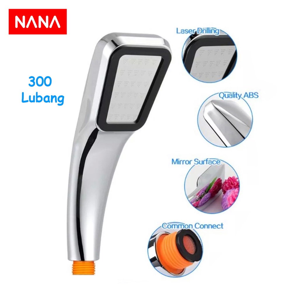 NANA - Kepala Shower Tekanan Tinggi 300 Lubang Mandi Aerator Shower Head Pancuran Air Deras